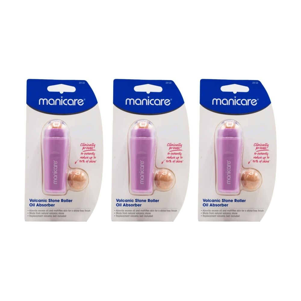 Manicare Oil Absorber Volcanic Stone Roller w/ Replacement Ball Skin Care (3 Pack)