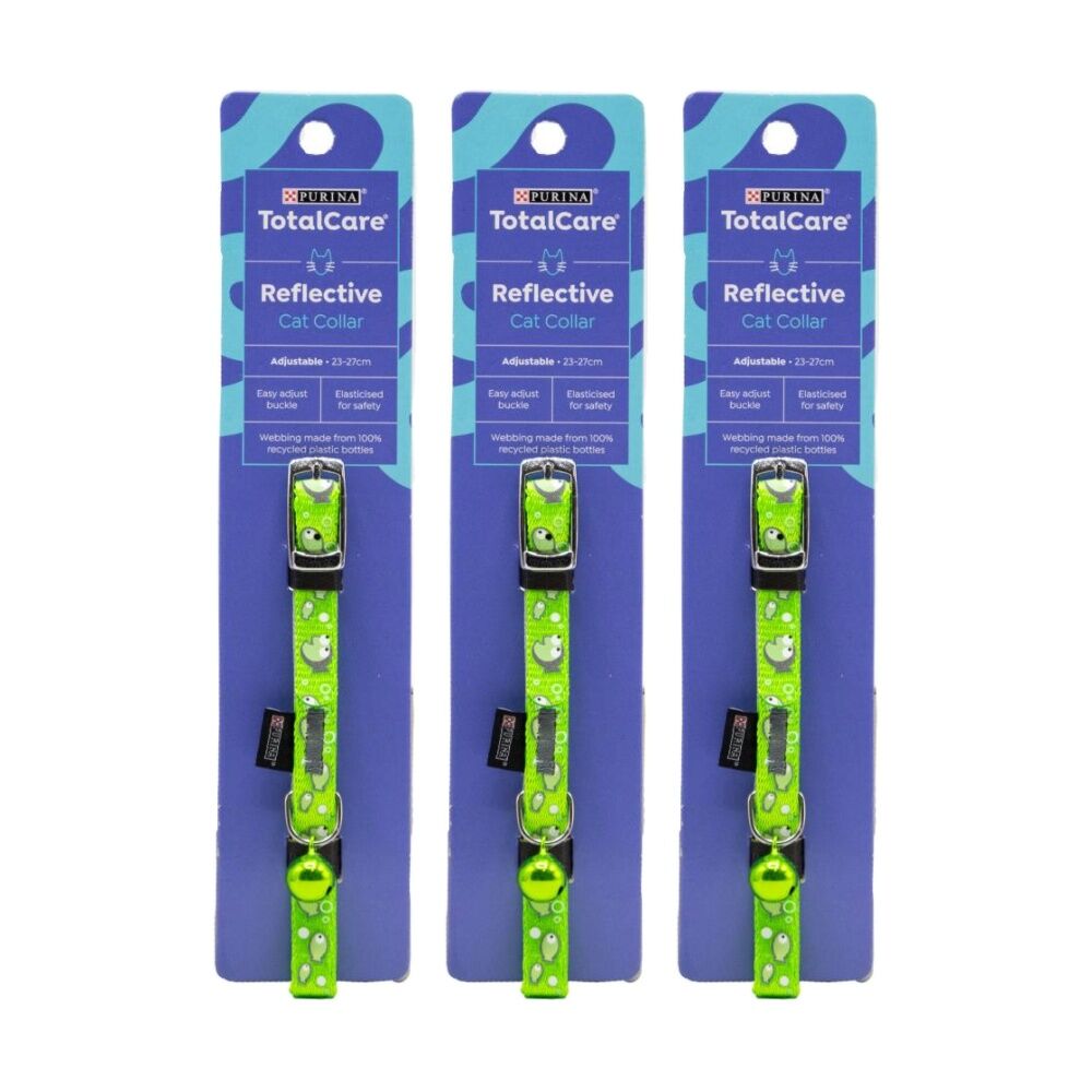 Purina Total Care Reflective Adjustable Cat Collar w/ Bell 23-27cm Assorted (3 Pack)