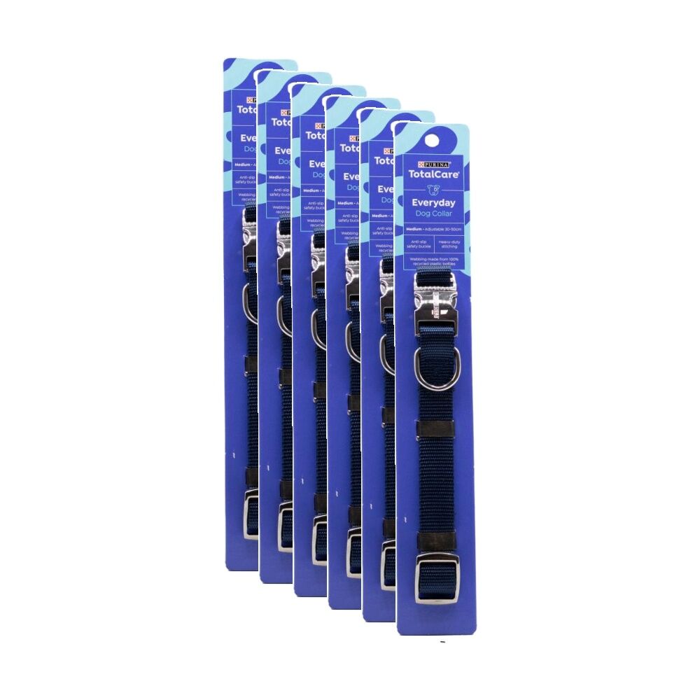Purina Total Care Everyday Adjustable Dog Collar Medium 30-50cm Assorted (6 Pack)
