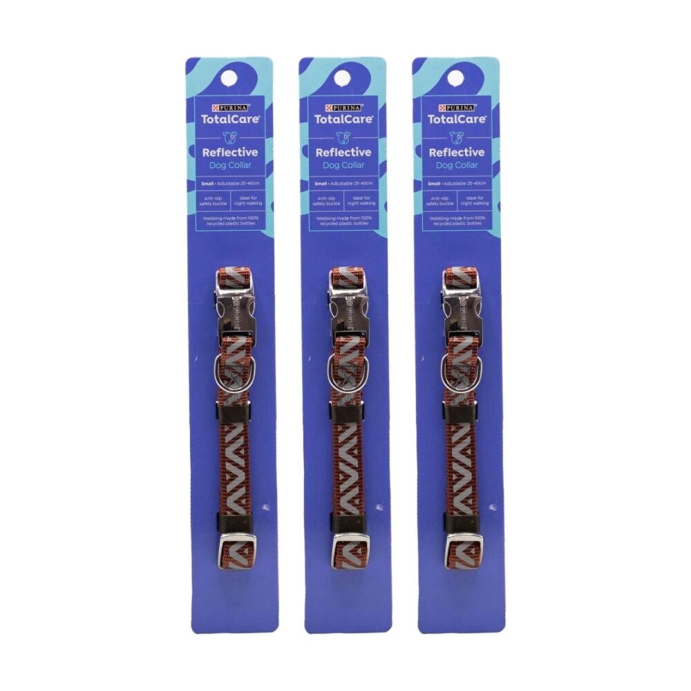 Purina Total Care Reflective Adjustable Dog Collar Small 25-40cm Assorted (3 Pack)