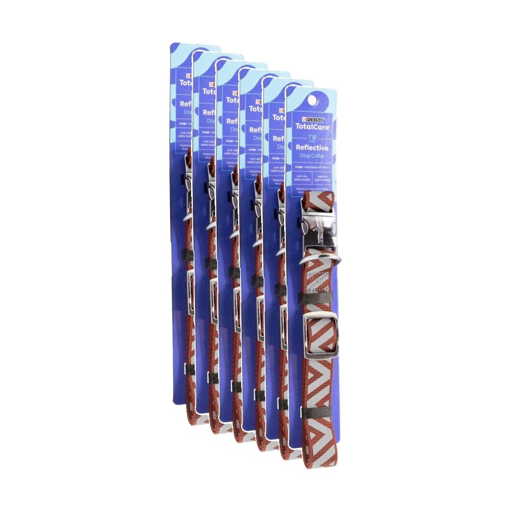Purina Total Care Reflective Adjustable Dog Collar Large 45-75cm Assorted (6 Pack)