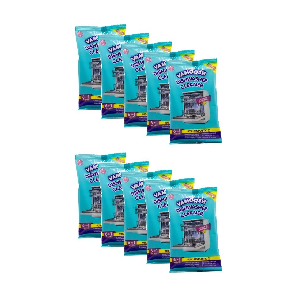 Vamoosh Dishwasher Cleaner 6 In 1 Action Hygienic Super Fresh 50g (10 Pack)