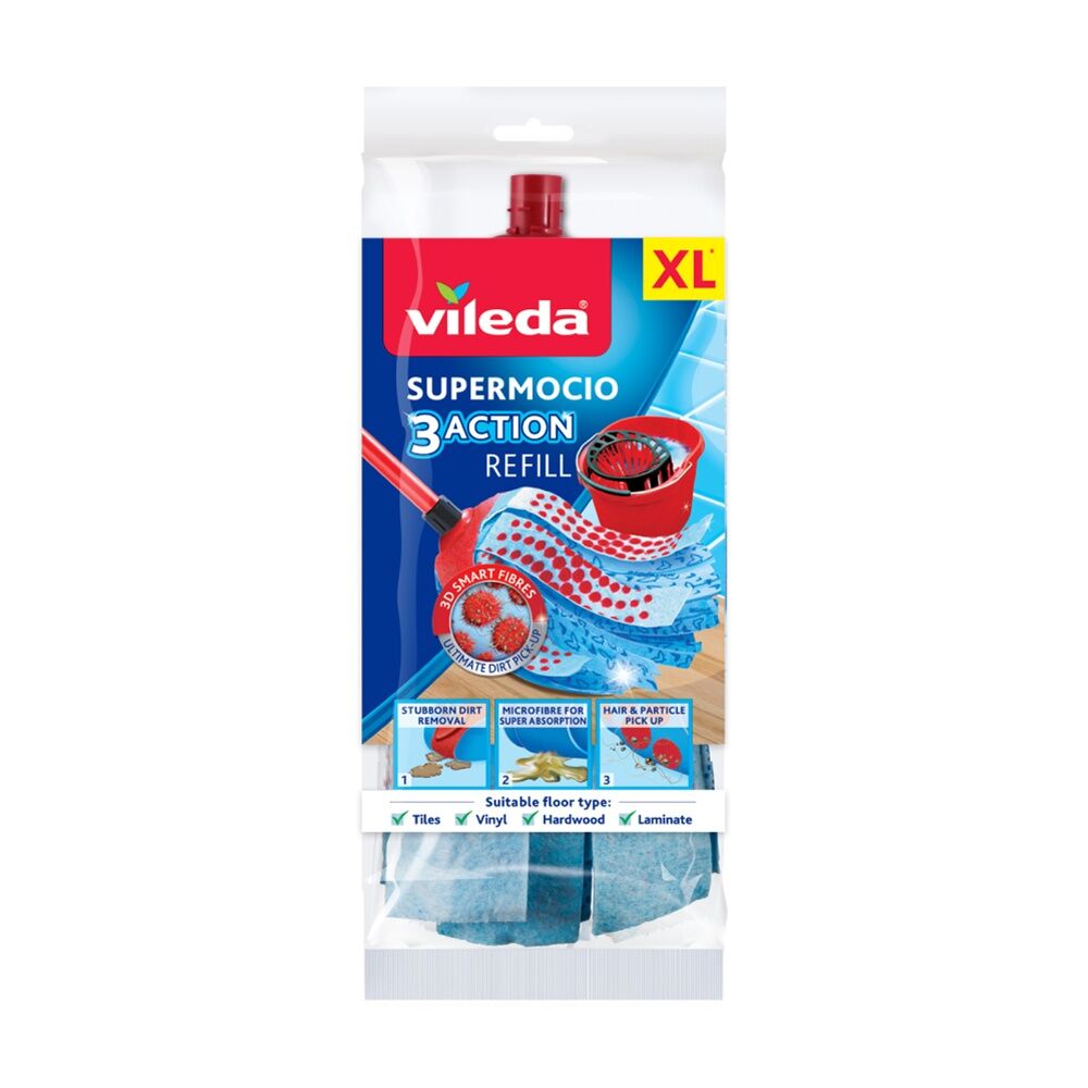 Vileda SuperMocio 3 Action Mop Refill Extra Long Three Cleaning Zones (3 Pack) — image 2