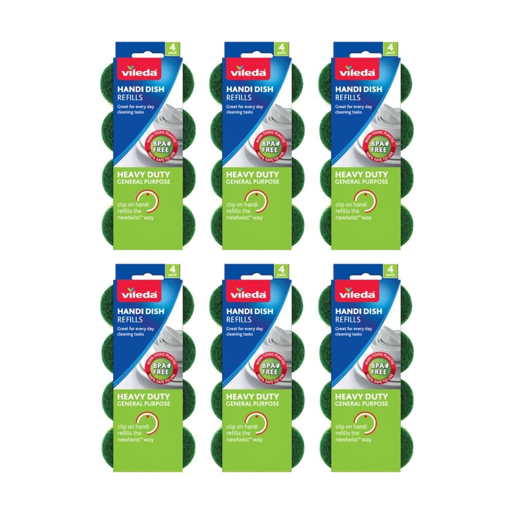 Vileda 6x4pc Vileda Handi Dish Heavy Duty Refills Durable Cleaning Sponges (6 Pack)