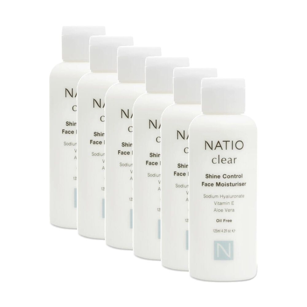 Natio Face Moisturiser Clear Shine Control Sodium Hyaluronate 125ml (6 Pack)