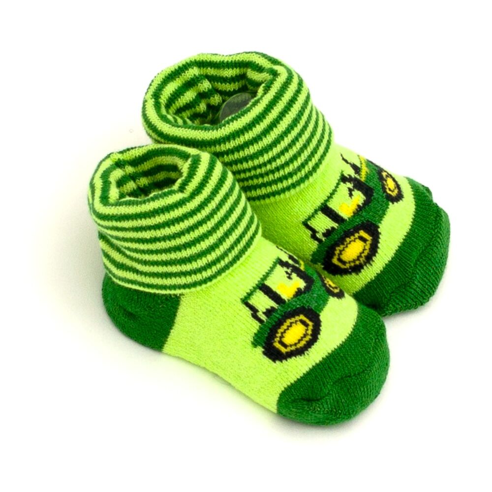 John Deere 0-6M Baby Tractor Cotton Blend French Terry Cuff Booties — image 2