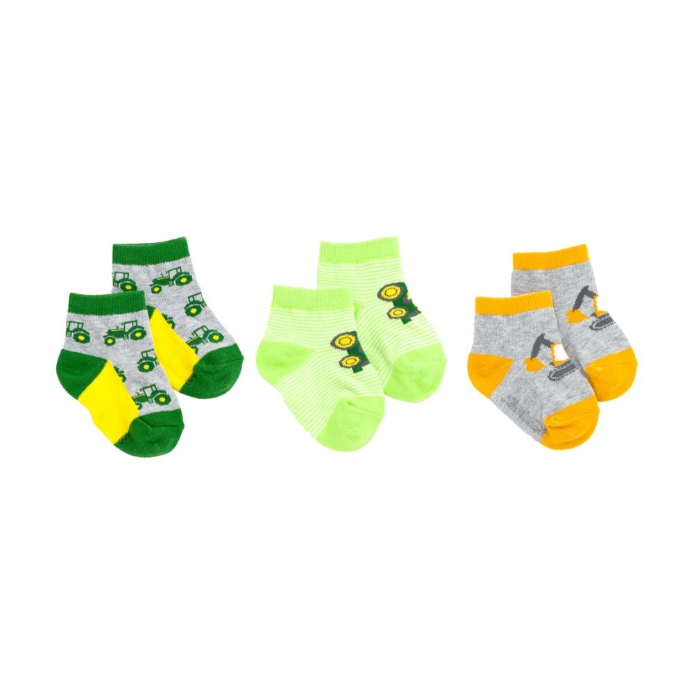 John Deere 3pc 6-12M Shortie Truck Design Cotton Blend Socks For Babies