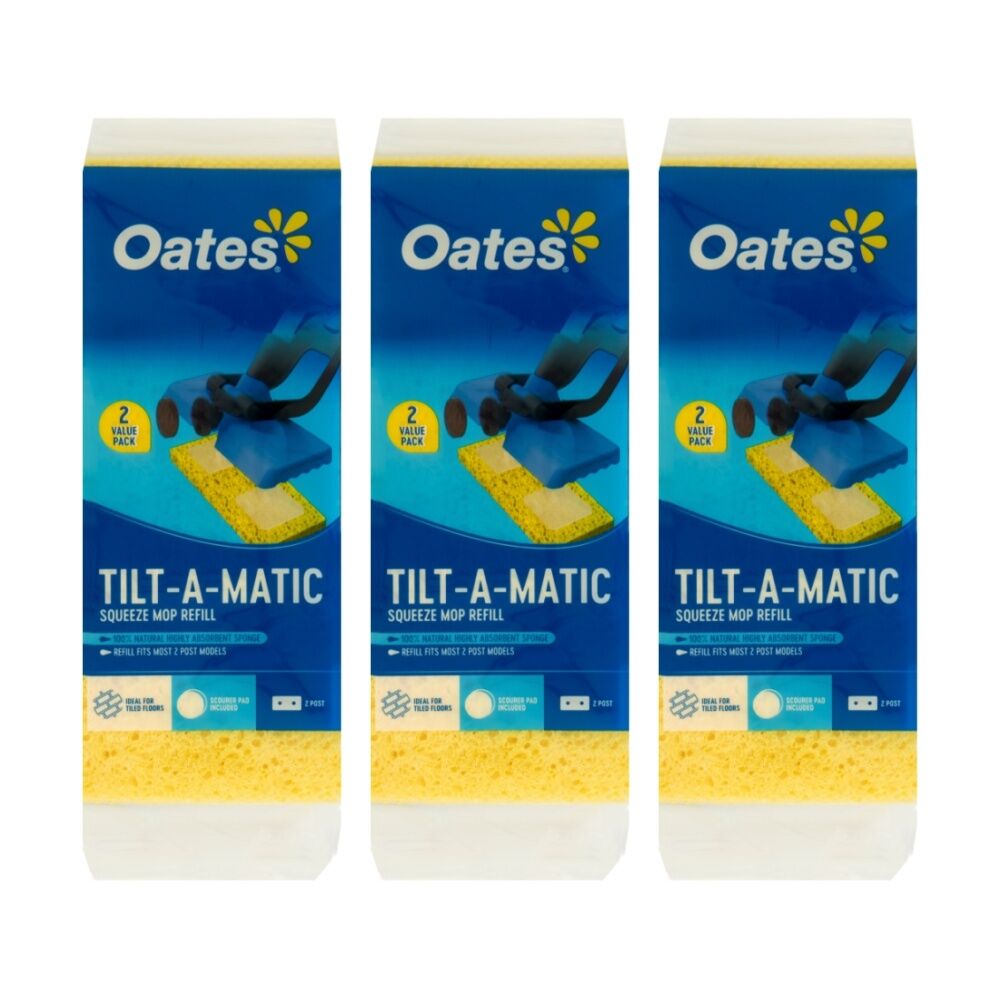 Oates 3x2pc Oates Tilt-A-Matic Squeeze Mop Refill With Scour Dot Compatible (3 Pack)