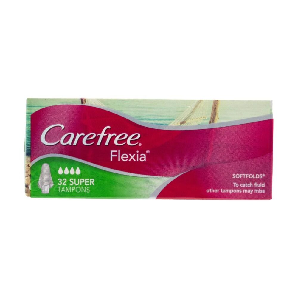 Carefree Flexia Heavy Flow Super Tampons Pack w/ Wings Soft Folds (32 Pieces)