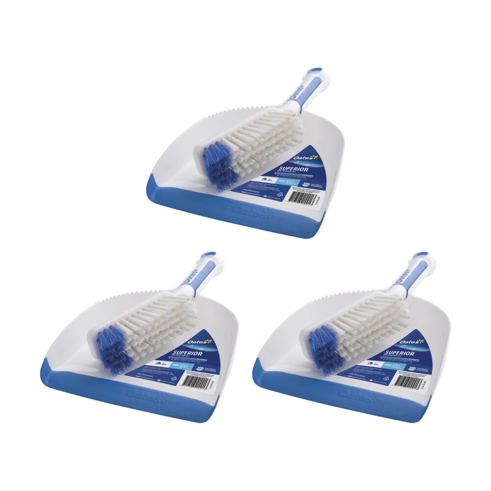 Oates Superior Grip Dustpan Set Electrostatic Rubber Edge Handle (3 Pack)
