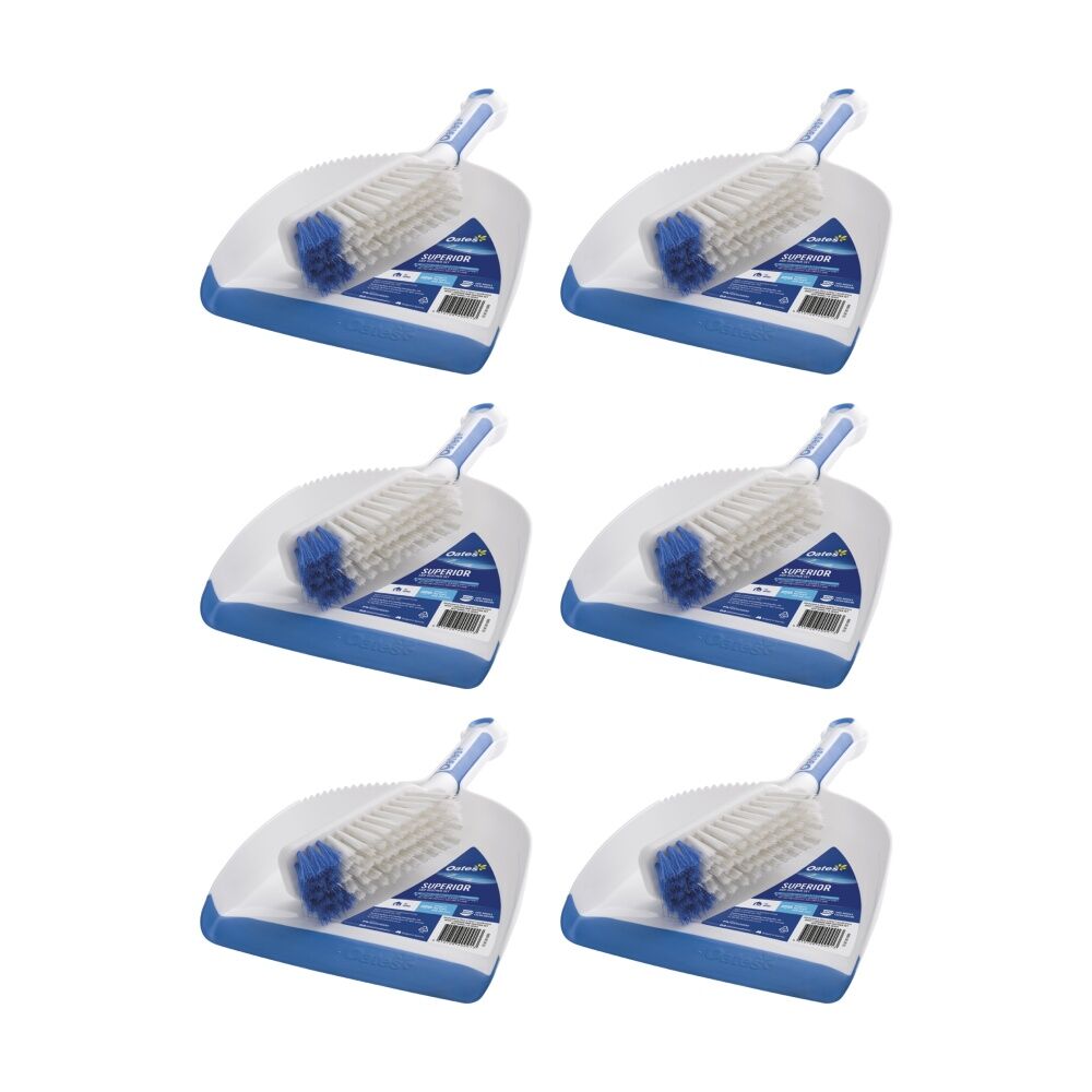 Oates Superior Grip Dustpan Set Electrostatic Rubber Edge Handle (6 Pack)