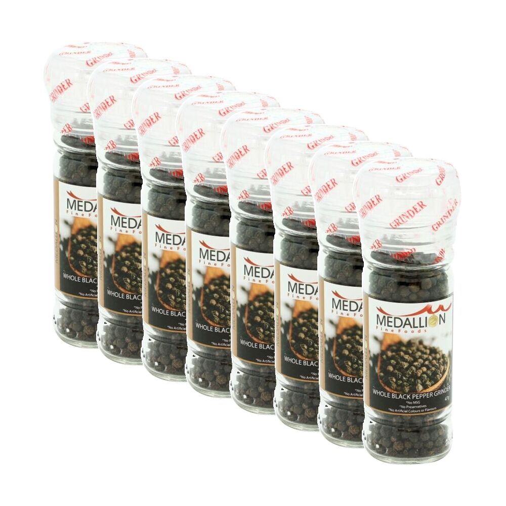 Medallion Whole Peppercorn Black Pepper Mill Grinder Cooking Condiment 47g (8 Pack)