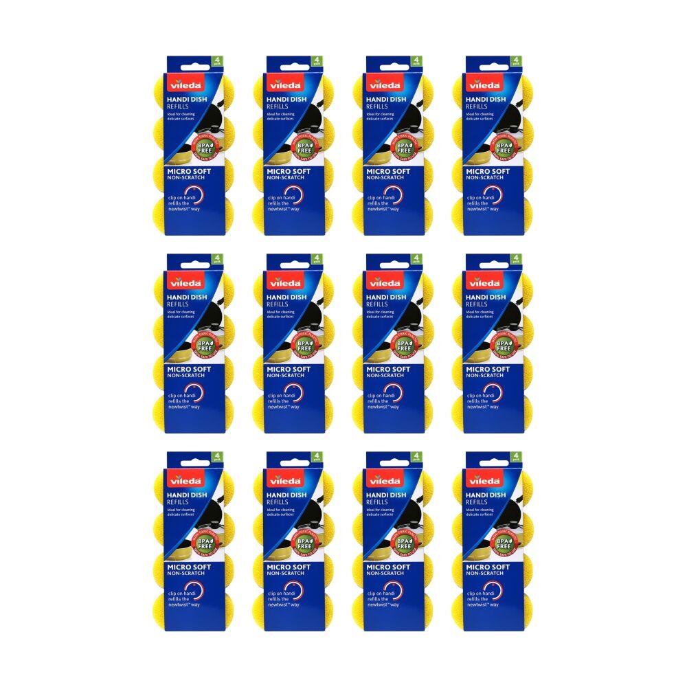 Vileda 12x4pc Vileda Handi Dish MicroSoft Refills Non-Scratch Cleaning Sponges (12 Pack)
