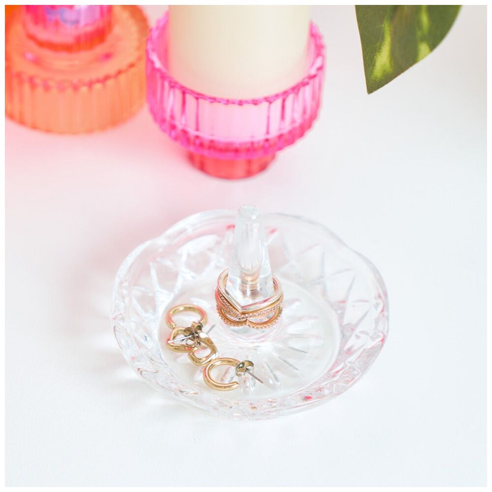 Annabel Trends Glass Jewellery/Ring Luxe Round Holder Organiser Clear (3 Pack) — image 4
