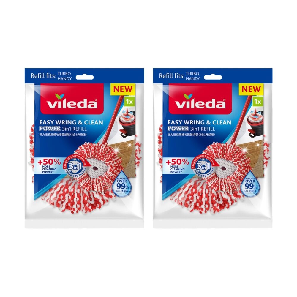 Vileda Easy Wring & Clean Spin Mop 3in1 Refill Microfibre Absorb (2 Pack)