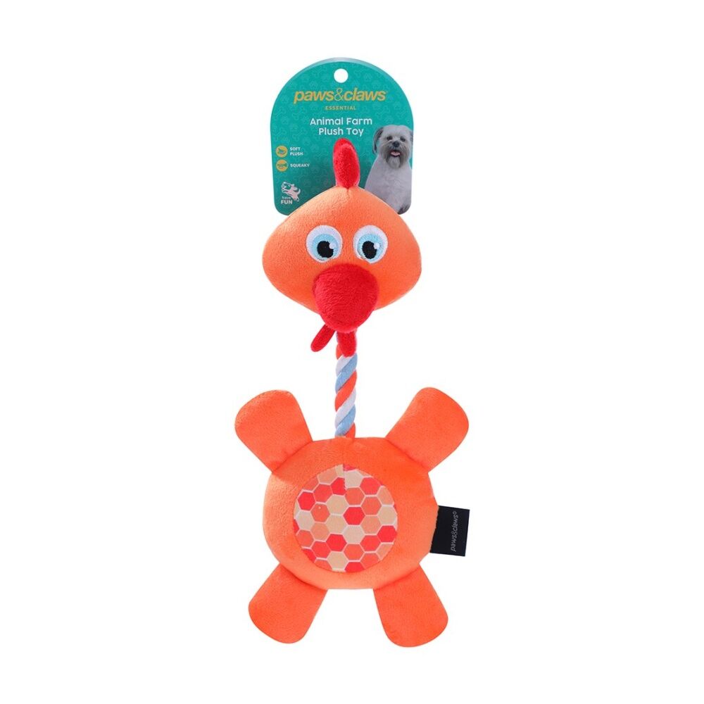 Paws and Claws Plush Farm Animals Dog Pet Toy 31-35cm w/ Squeaker Assorted (3 Pack) — image 2