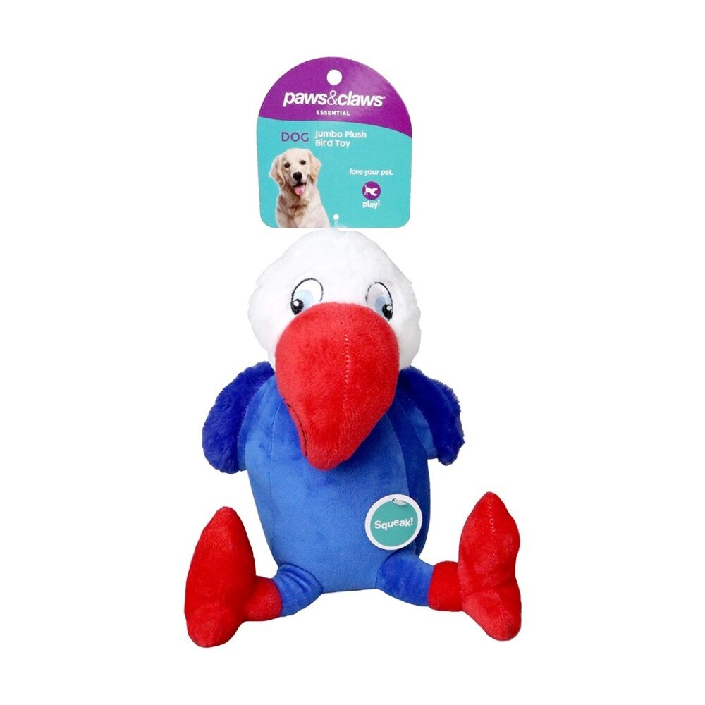 Paws and Claws Super Soft Jumbo Bird Plush Dog Pet Toy w/ Squeaker 30x22cm (3 Pack) — image 2