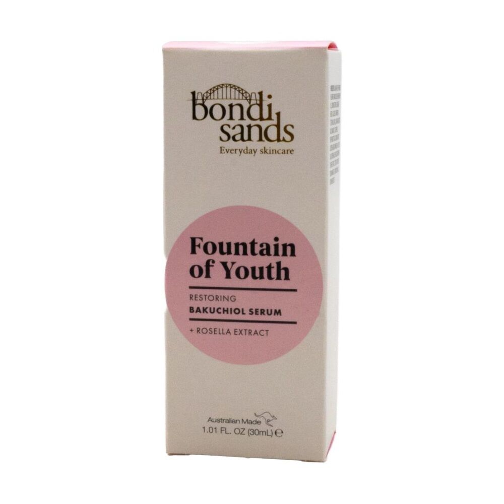 Bondi Sands 30mL Serum Fountain Of Youth Restoring Rosella Extract - Australian Made - White And Pink Packaging 30mL