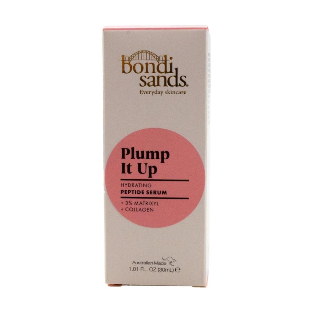 Bondi Sands 30mL Peptide Serum Plump It Up Hydrating 3 Percent Matrixyl Collagen Face Care Serum - Australian Made - White And Pink Packaging 30mL
