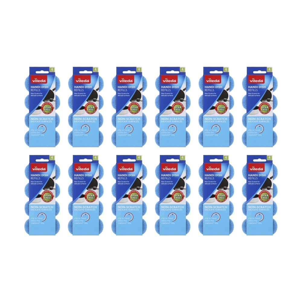 Vileda 12x4pc Vileda Handi Dish Non-Scratch Refills Gentle Cleaning Sponges (12 Pack)