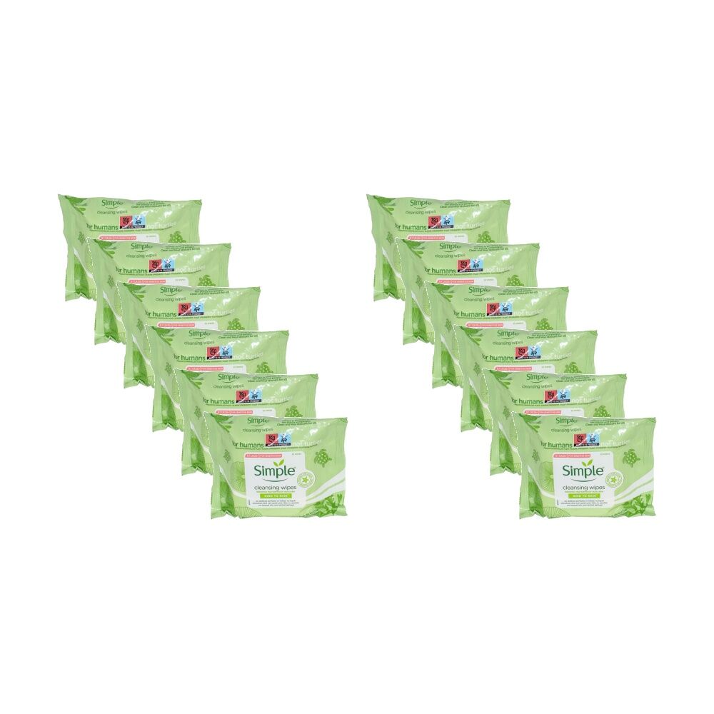 Simple 25pc Simple Cleansing Facial Wipes Gentle Makeup Removal & Sensitive Skin (12 Pack)