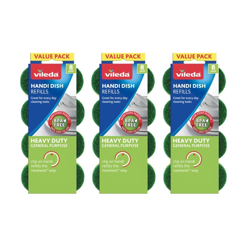 Vileda 3x8pc Vileda Handi Dish Heavy Duty Refills Value Pack Durable Sponges (3 Pack)