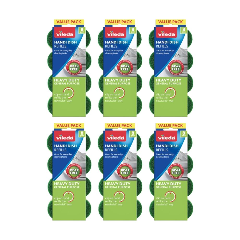 Vileda 6x8pc Vileda Handi Dish Heavy Duty Refills Value Pack Durable Sponges (6 Pack)