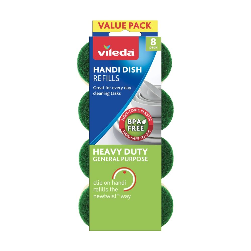 Vileda Handi Dish Heavy Duty Refills Value Pack Durable Sponges (8 Pieces)