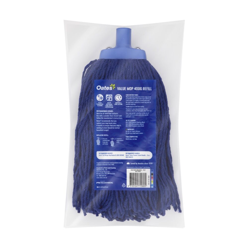 Oates Value Mop Refill Absorbent Cleaning Replacement Pad Blue 400g Oates — image 2