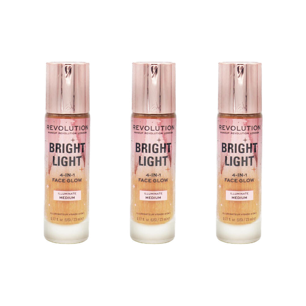 Revolution Bright Light 4-in-1 Face Glow Illuminate Medium 23ml (3 Pack)