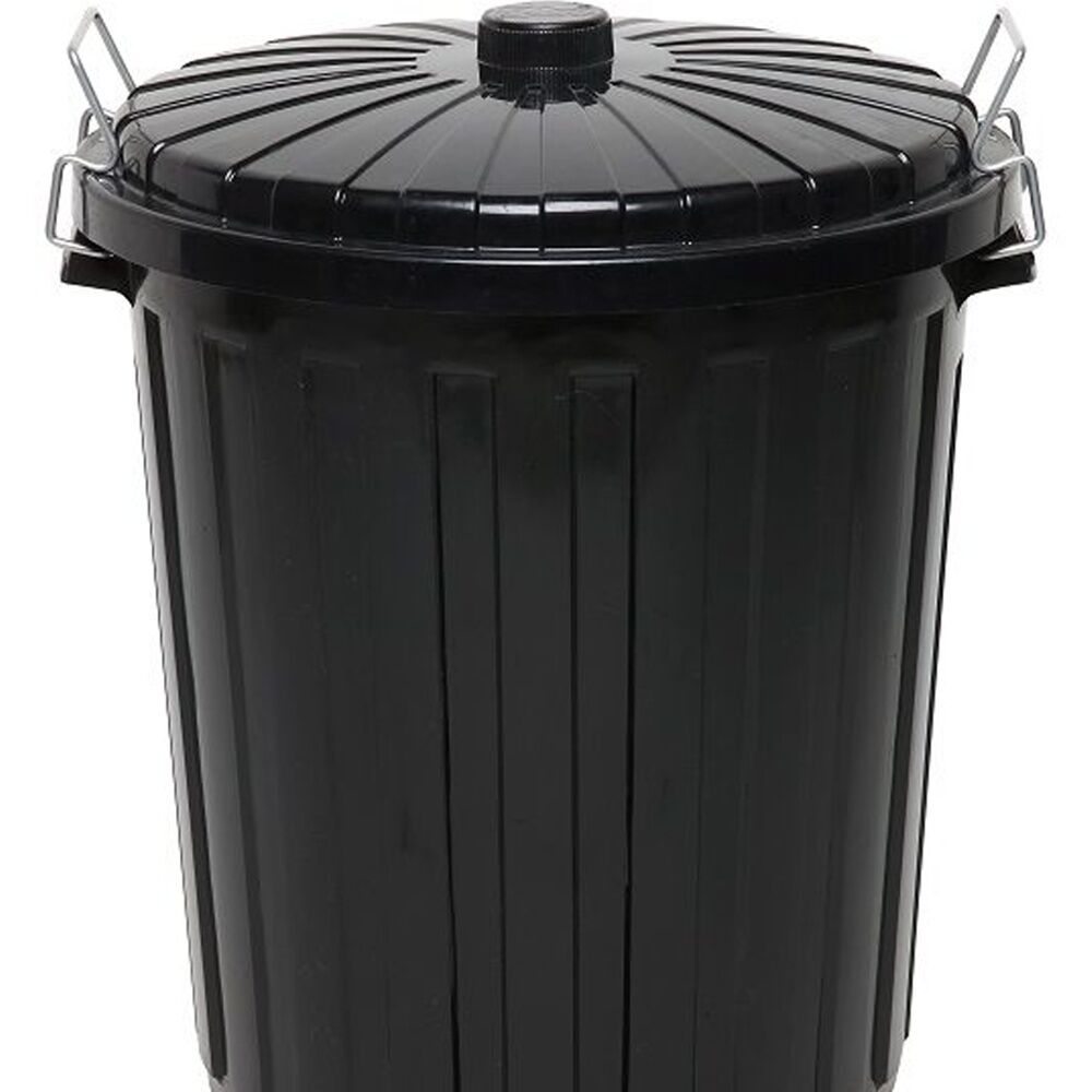 Edco 73L Black Easy Lock Metal Handles Plastic Garbage Bin With Lid