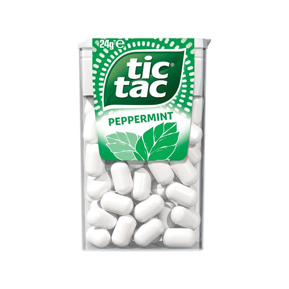 Tic Tac Peppermint T50 Breath Mints - Refreshing Cool Mint Flavor - 24g Clear Plastic Container