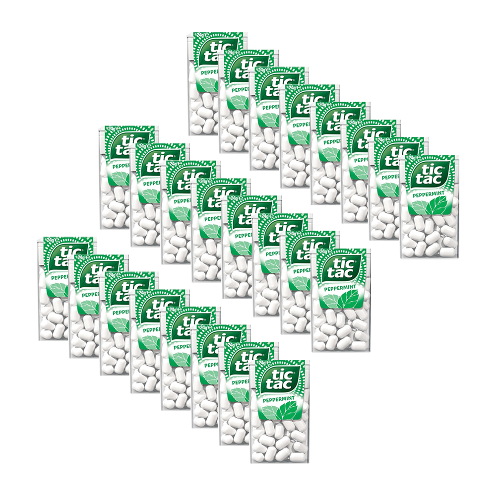Tic Tac Peppermint Flavoured Refreshing Breath Mints Pocket Sized 24g (24 Pack)