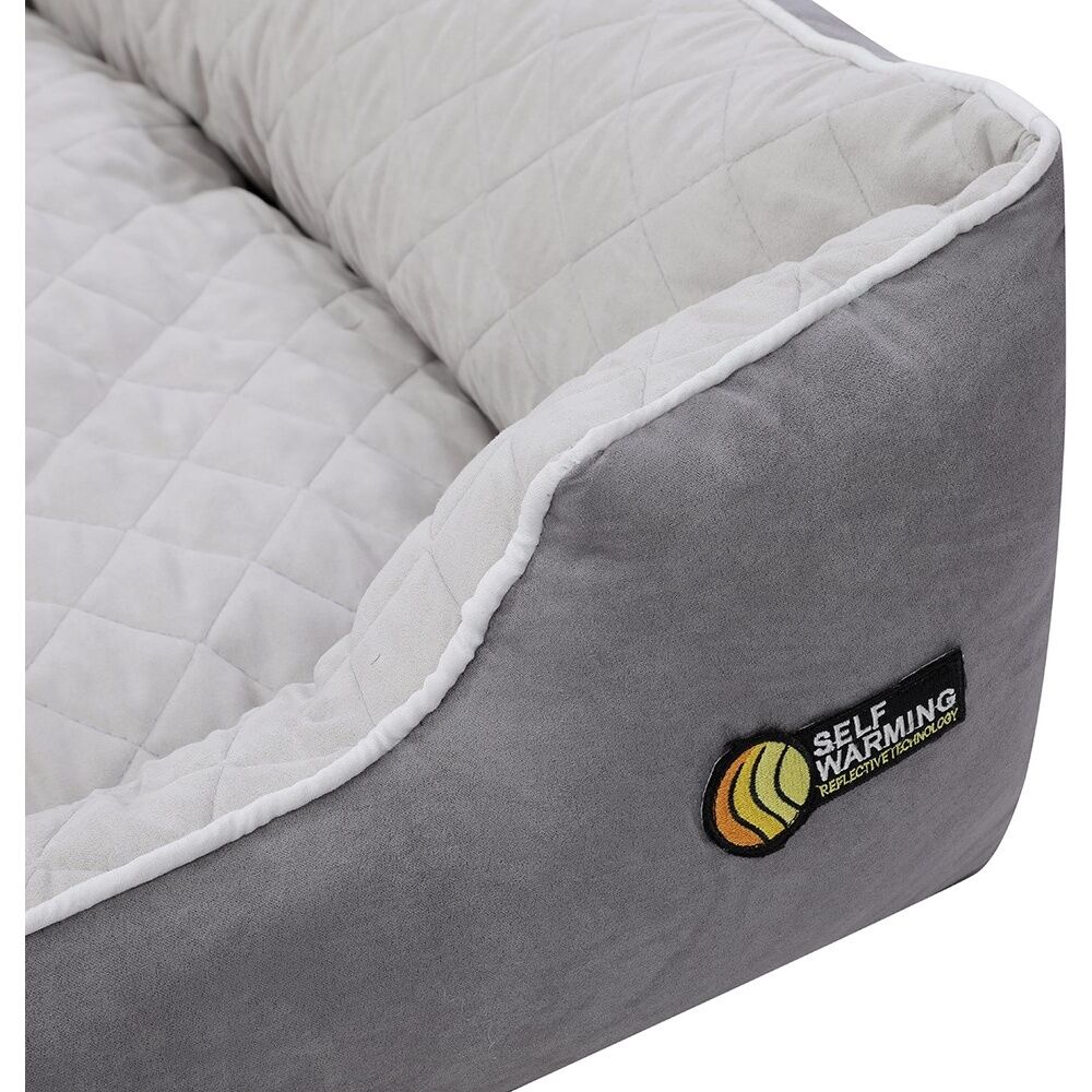 Paws and Claws X-Large Self Warming Walled Dog Pet Bed Grey 110x80x26cm — image 5