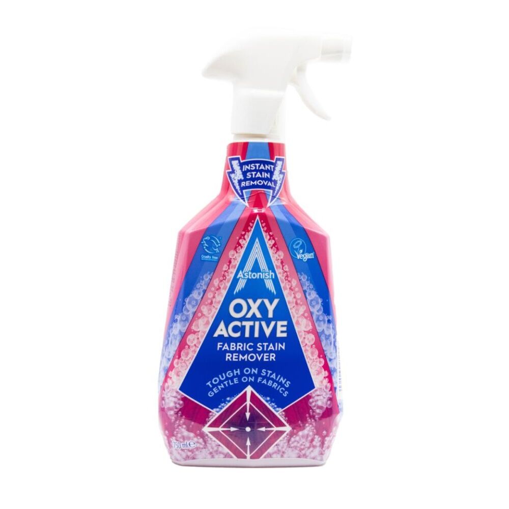 Astonish 750ml Fabric Stain Remover Oxy Active - Instantly Removes Tough Stains - Pink Blossom Fragrance - Suitable For Pre-Wash Treatment - Easy