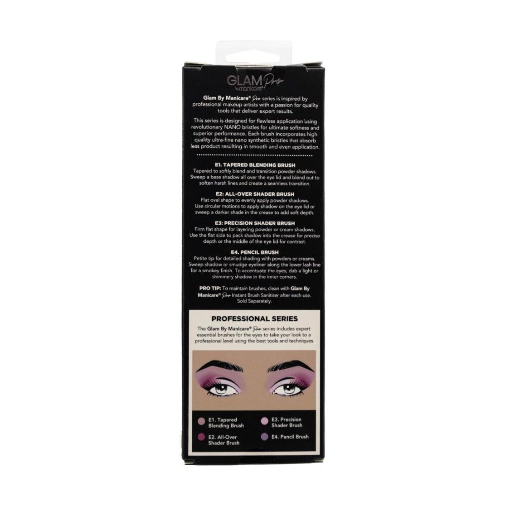 Manicare 4pc Manicare Essential Eye Brush Set Glam Pro Professional Series (6 Pack) — image 4