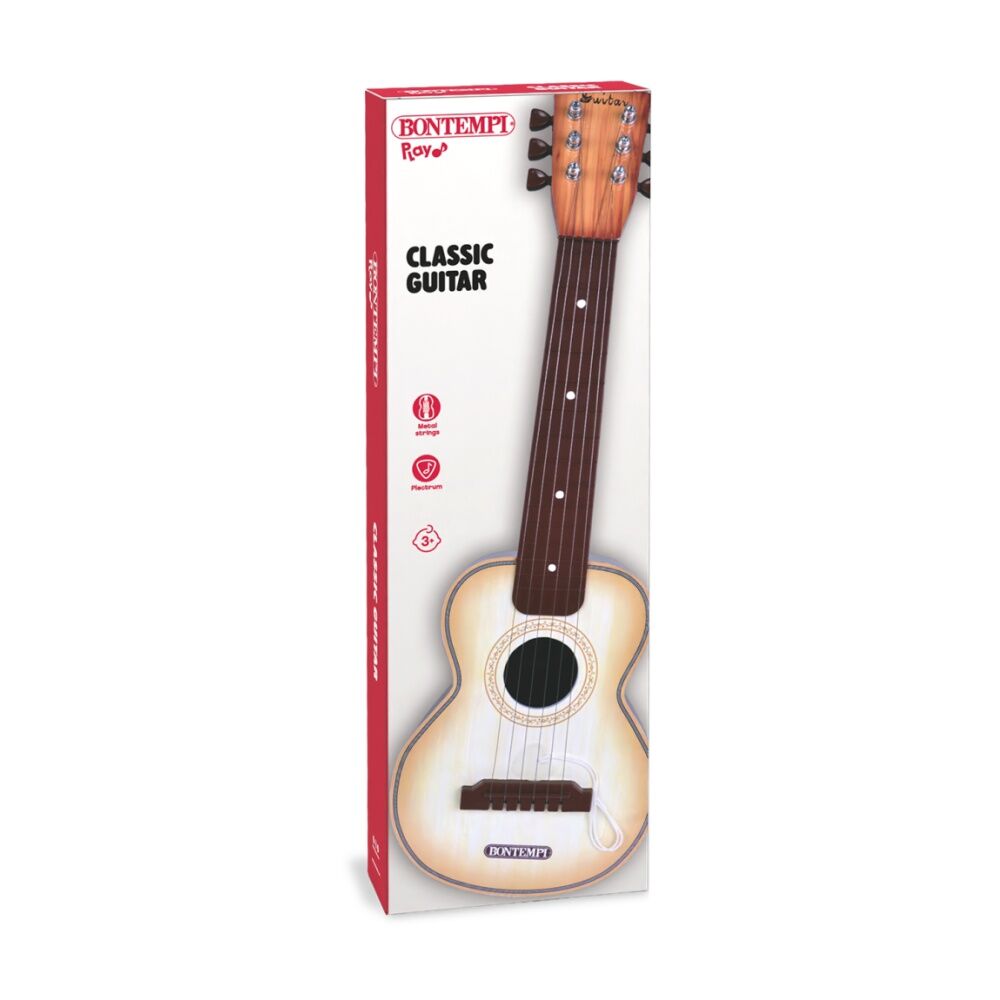Bontempi Plastic Guitar Wood Finish 6 Metal Strings 55cm Classical Style — image 3