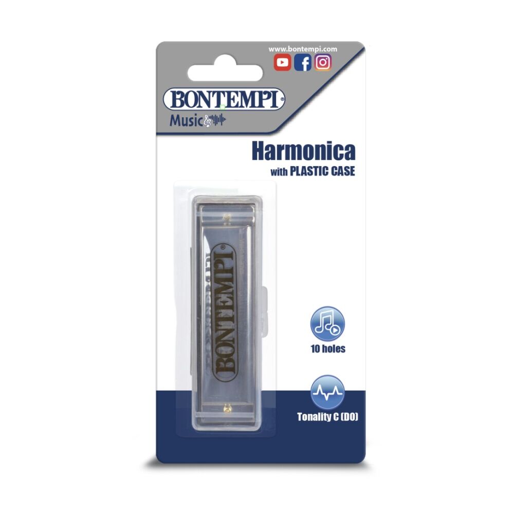 Bontempi Metal Harmonica 10 Note With Plastic Case Compact Music Instrument Bontempi — image 3