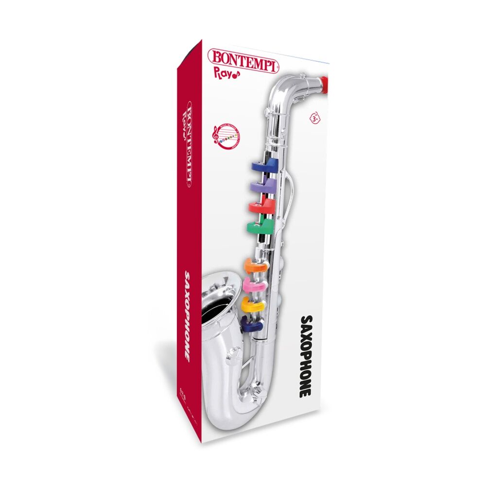Bontempi Silver Saxophone 42cm - 8 Coloured Keys/Notes, 415mm Length 42cm — image 3