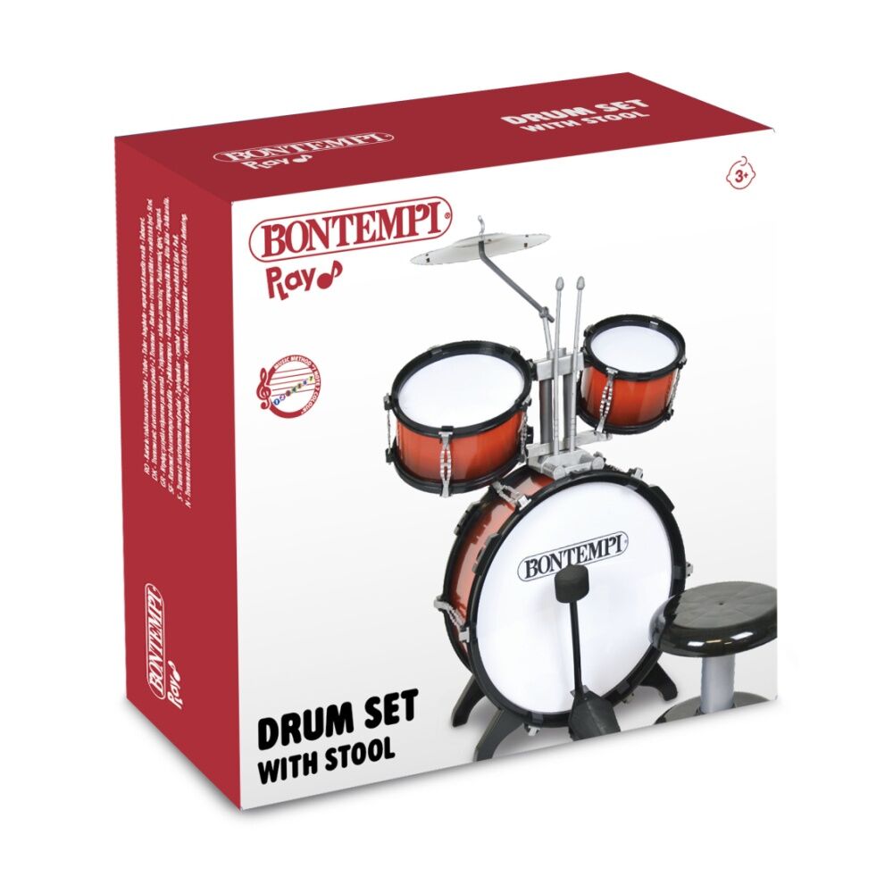 Bontempi Drum Set With 2 Side Drums Cymbal And Stool Diameter 330mm — image 2