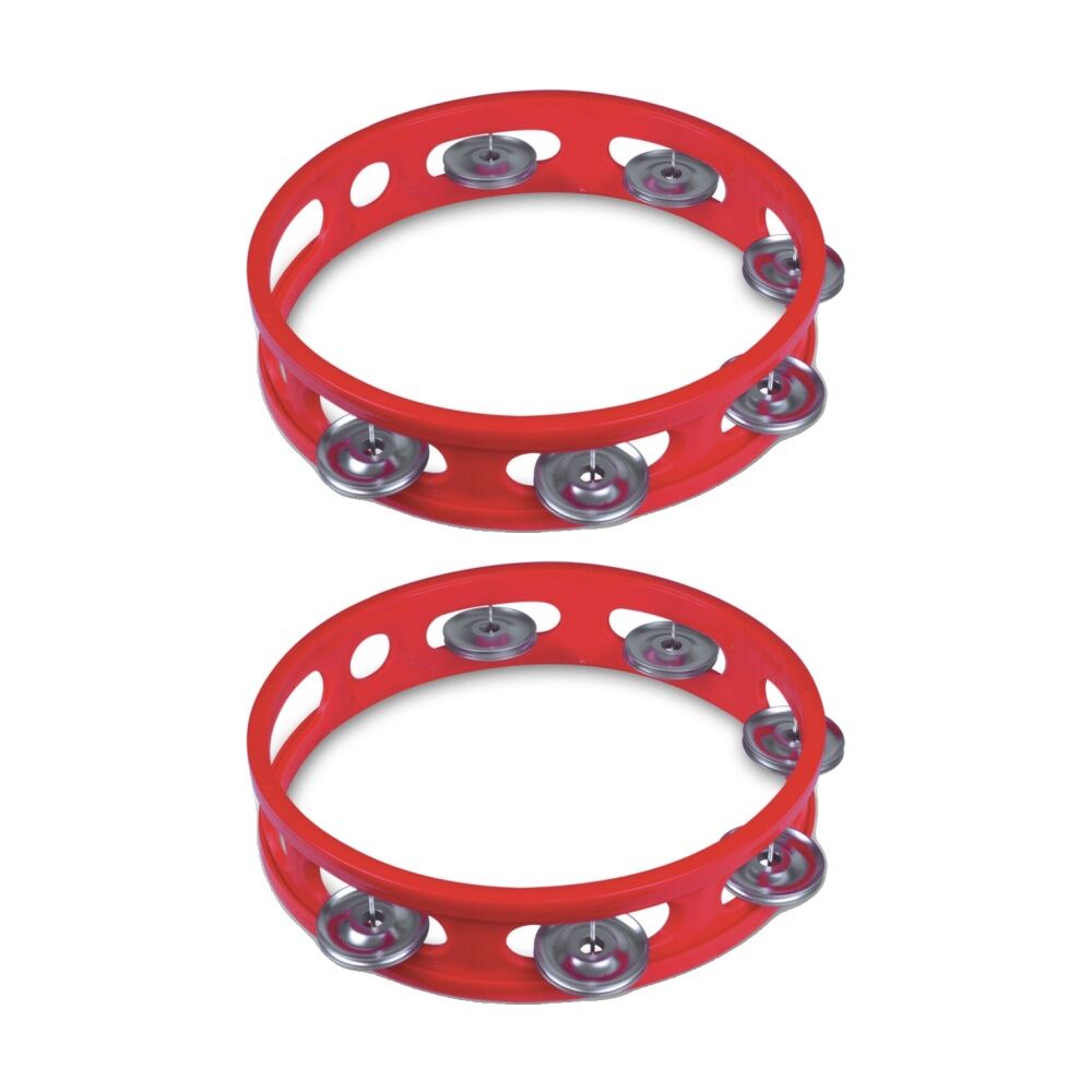 Bontempi Tambourine With Metal Cymbals Music Instrument Red 155x165x33mm (2 Pack)