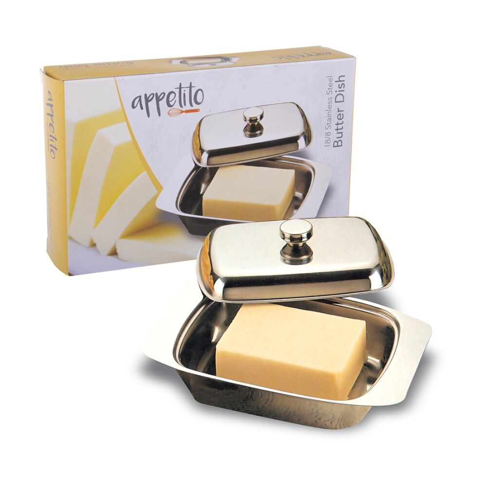Appetito Stainless Steel Butter Dish With Cover 19x12x4cm Polished (2 Pack) — image 4