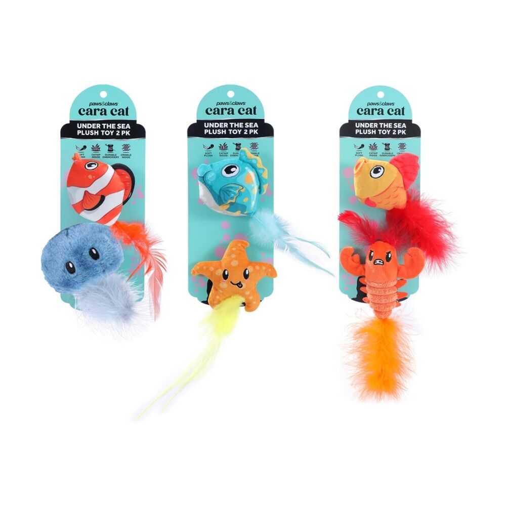 Paws and Claws Cara Pet Cat Sea Life Plush Toy Assorted 10x5x5cm (2 Pieces) — image 2