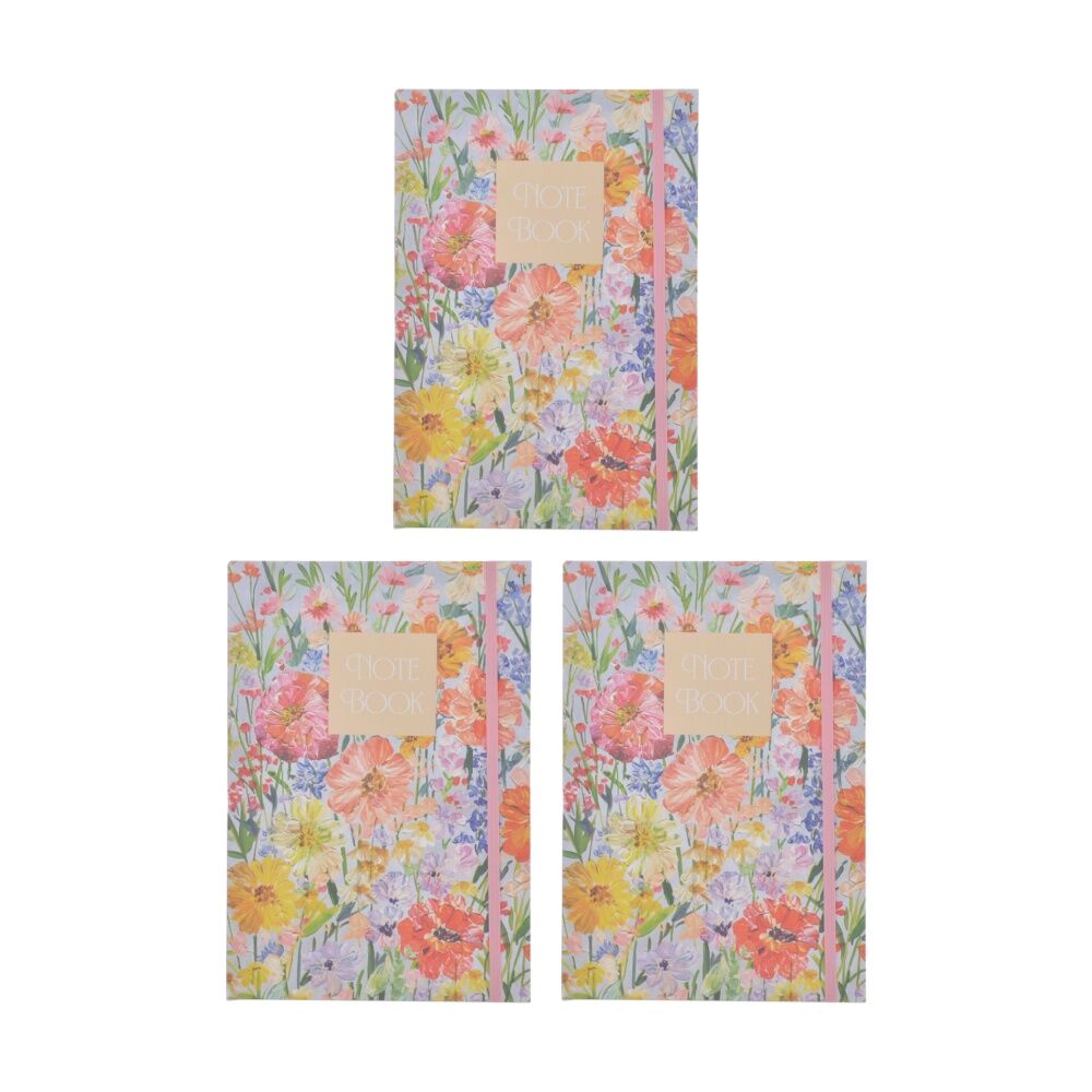 Gibson Gifts Saffron A5 Notebook Stationery Diary Floral Theme (3 Pack)