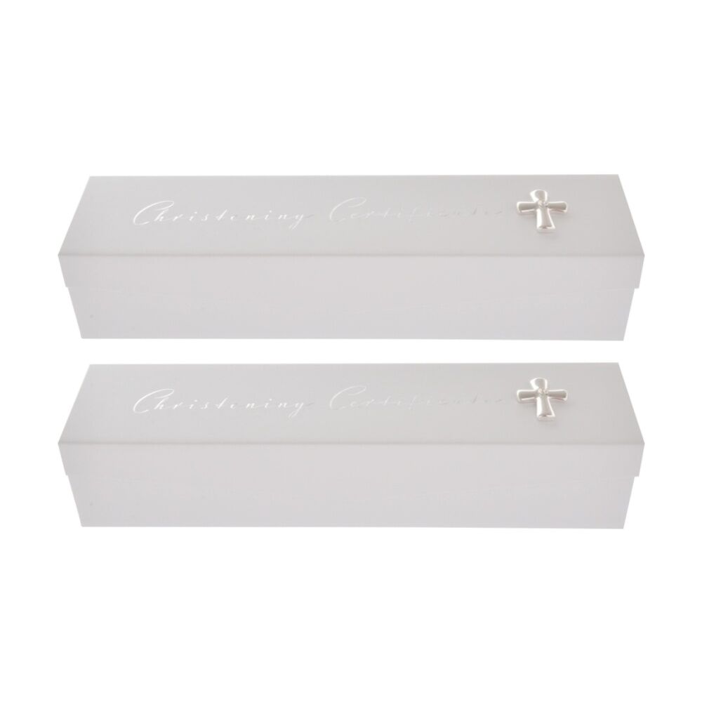 Gibson Gifts Christening Certificate Elegant Box Memory Keepsake White (2 Pack)