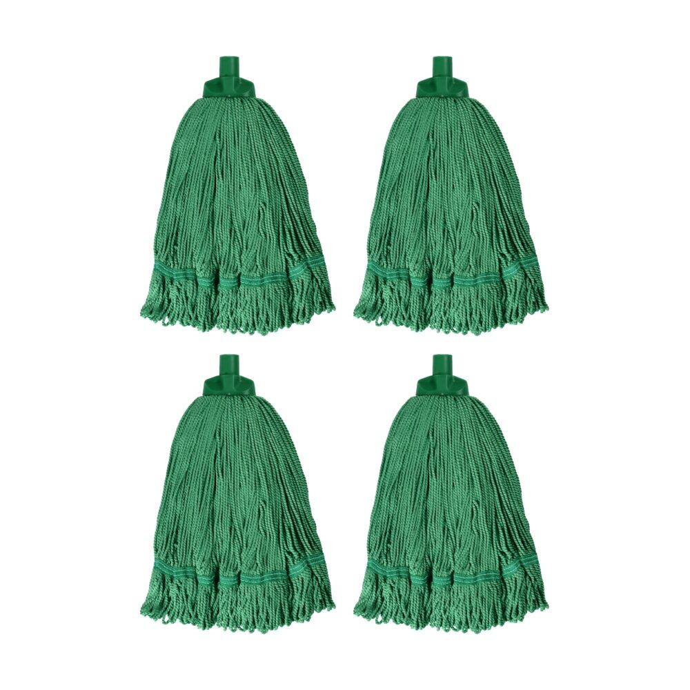 Edco Heavy Duty Enduro 100 Percent Microfibre Mop Head Green 350g (4 Pack)