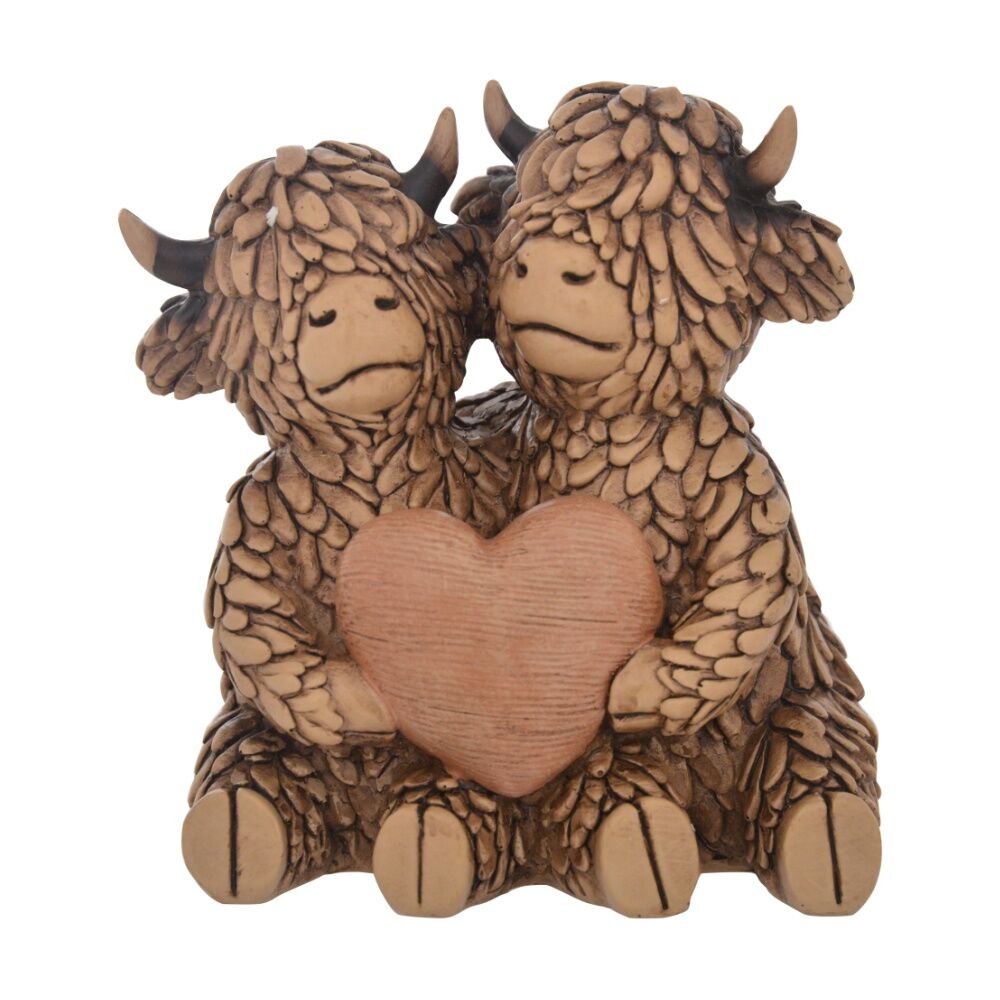 Gibson Gifts Hughie Highland Cows True Love Figurine Brown Polyresin Decor (2 Pack) — image 2