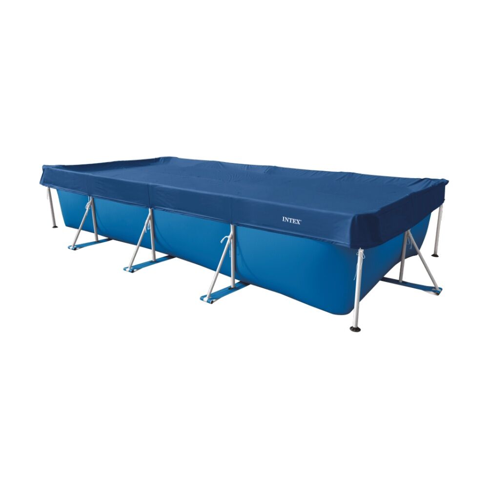 Intex 4.5M x 2.2M Rect All-Season Deluxe Pool Cover - 3-Ply UV Resistant Recycled Polyethylene - Easy Rope Ties - Durable Construction - Blue PVC PET — image 2