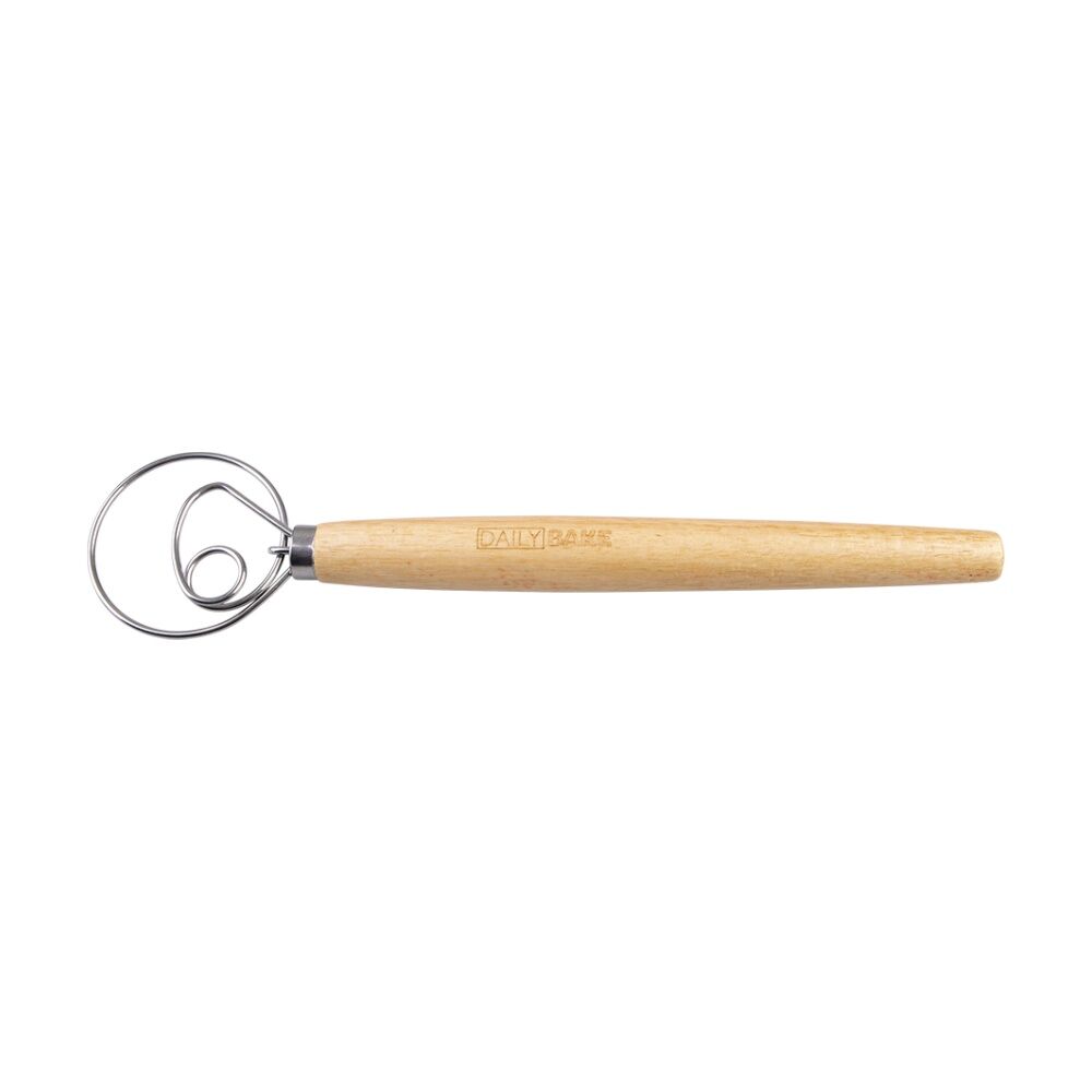Daily Bake Danish Dough Whisk - Stainless Steel Head - Wood Handle - Comfortable Grip - Durable Artisan Baking Tool - Handwash Only — image 2