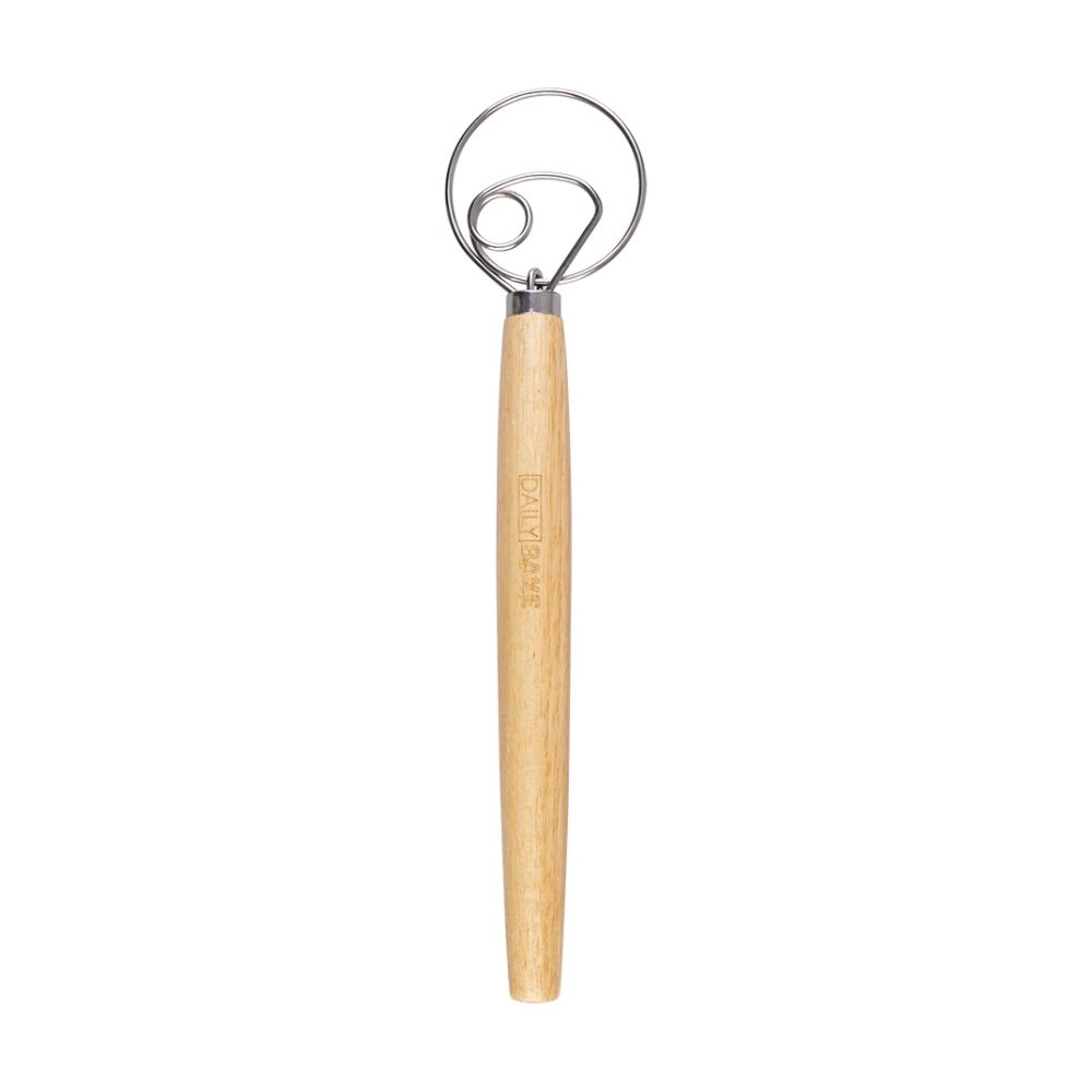 Daily Bake Danish Dough Whisk - Stainless Steel Head - Wood Handle - Comfortable Grip - Durable Artisan Baking Tool - Handwash Only — image 3